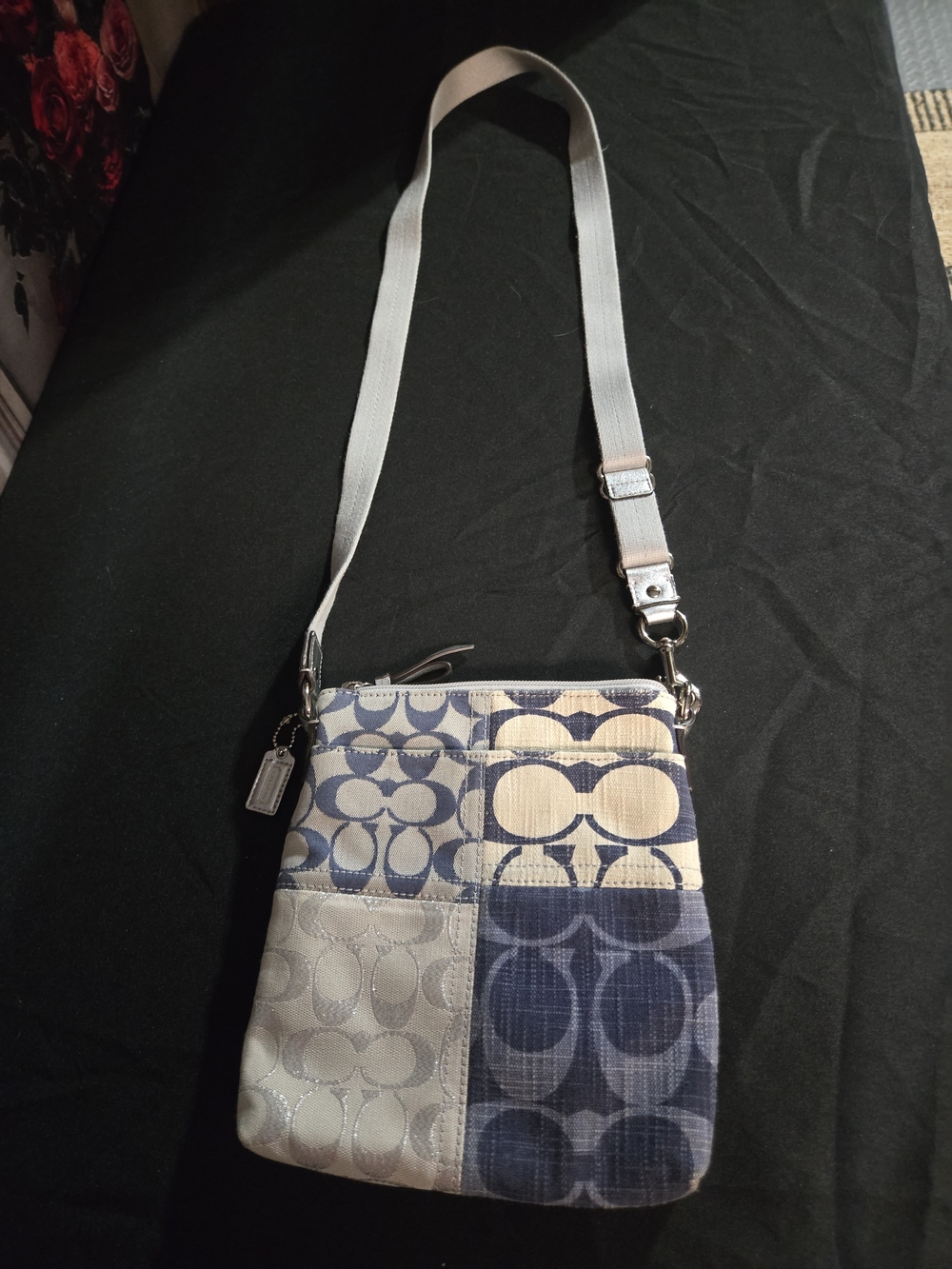 Coach Patchwork Signature Crossbody Bag in Blue and Cream - Picture 2 of 2
